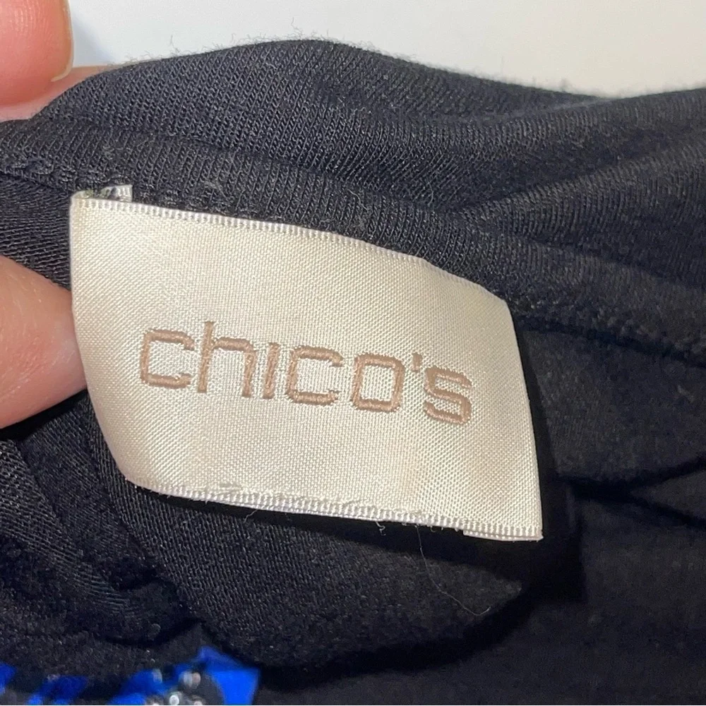 Chico’s Kimono Caftan Jacket Vest Cover Up Blue One Size L